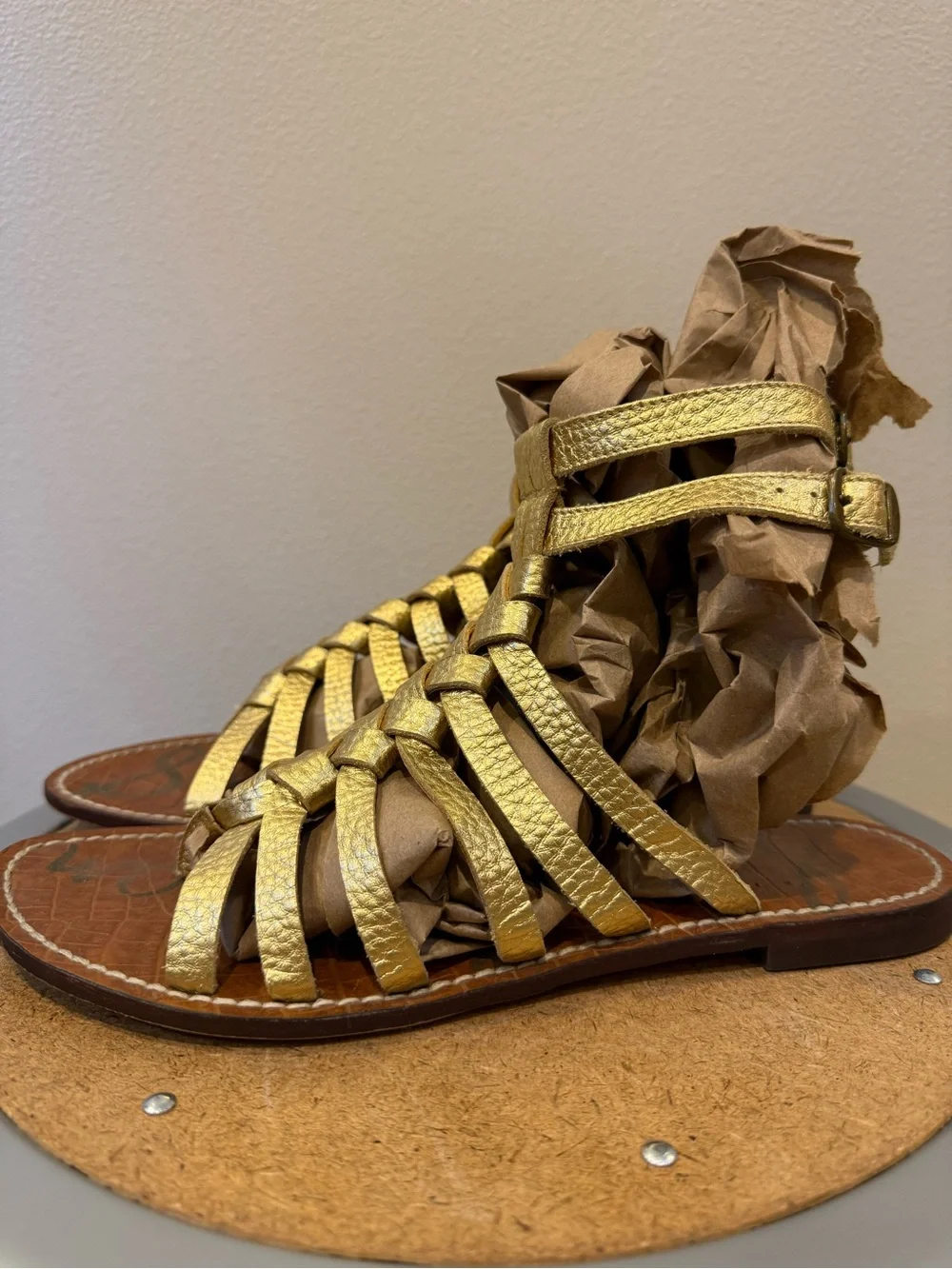 Sam Edelman Gold Greco Leather Gladiator Sandals
